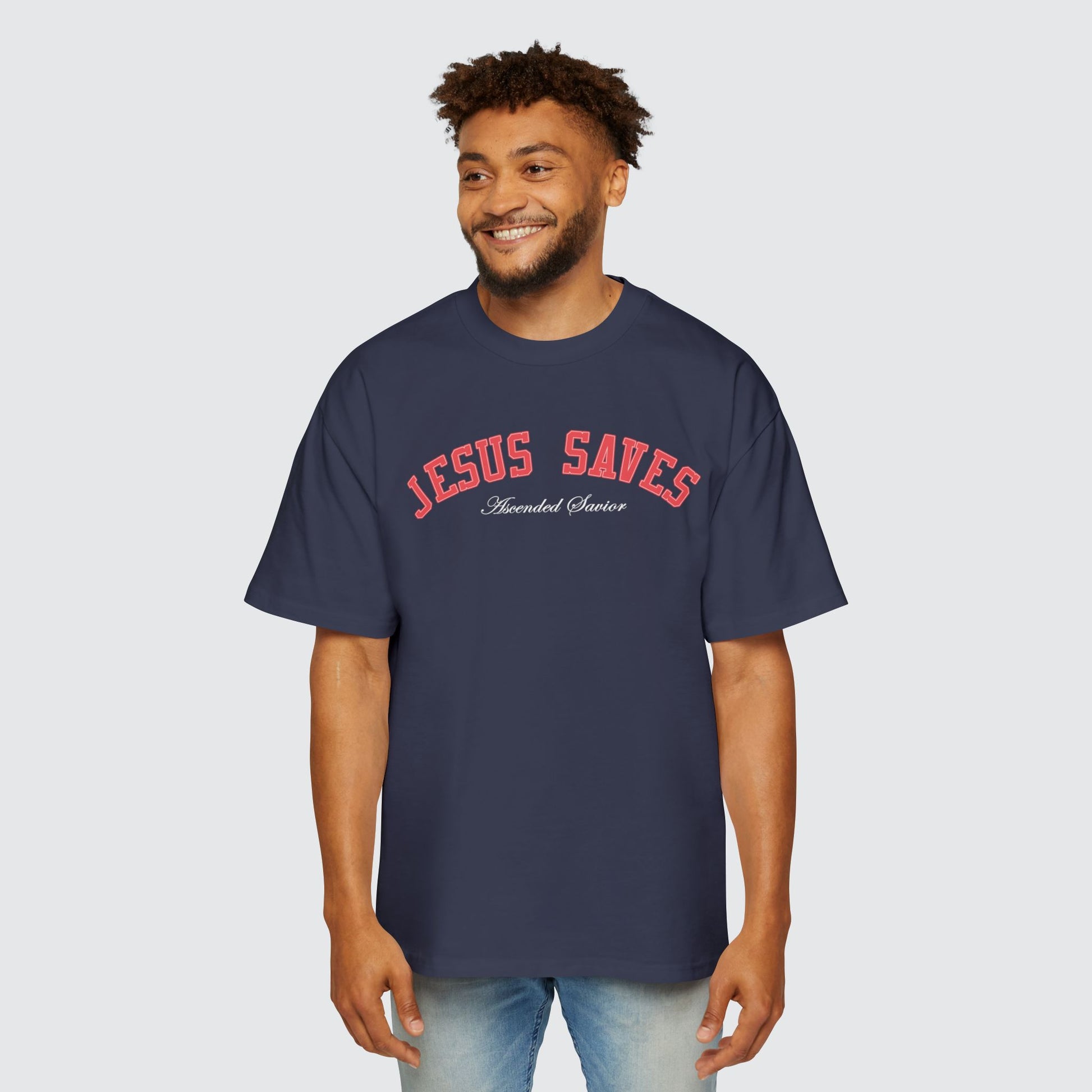 JESUS SAVES LETTERMAN TEE